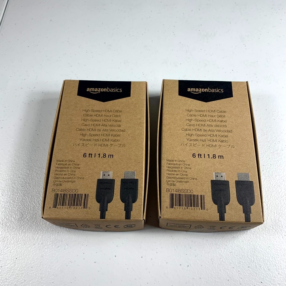 AmazonBasics High-Speed HDMI Cable 6 ft 4K 60Hz 2.0 Cord‎ B014I8SSDO - Lot of 2